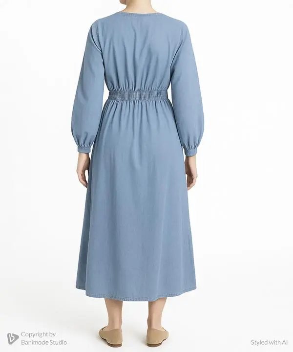 پيراهن ساحلي زنانه جلو بسته زيپ وسط آستين دار اندام كد 1002 - تصویر 2