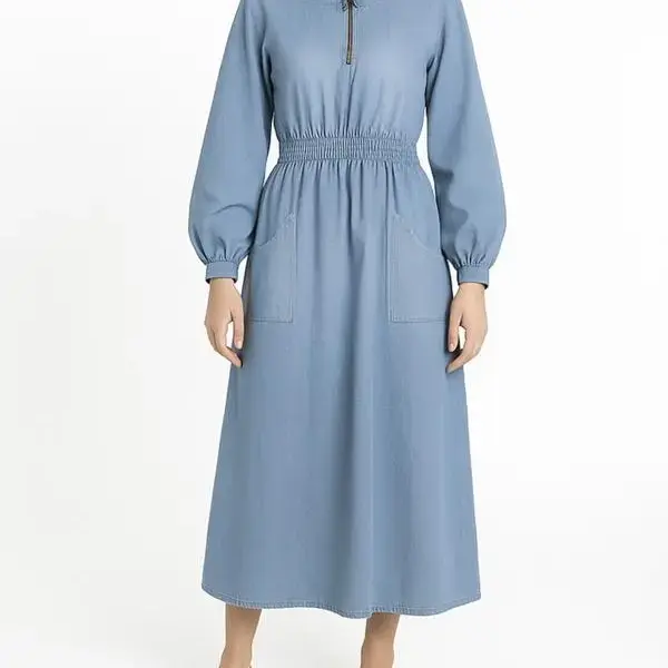 پيراهن ساحلي زنانه جلو بسته زيپ وسط آستين دار اندام كد 1002